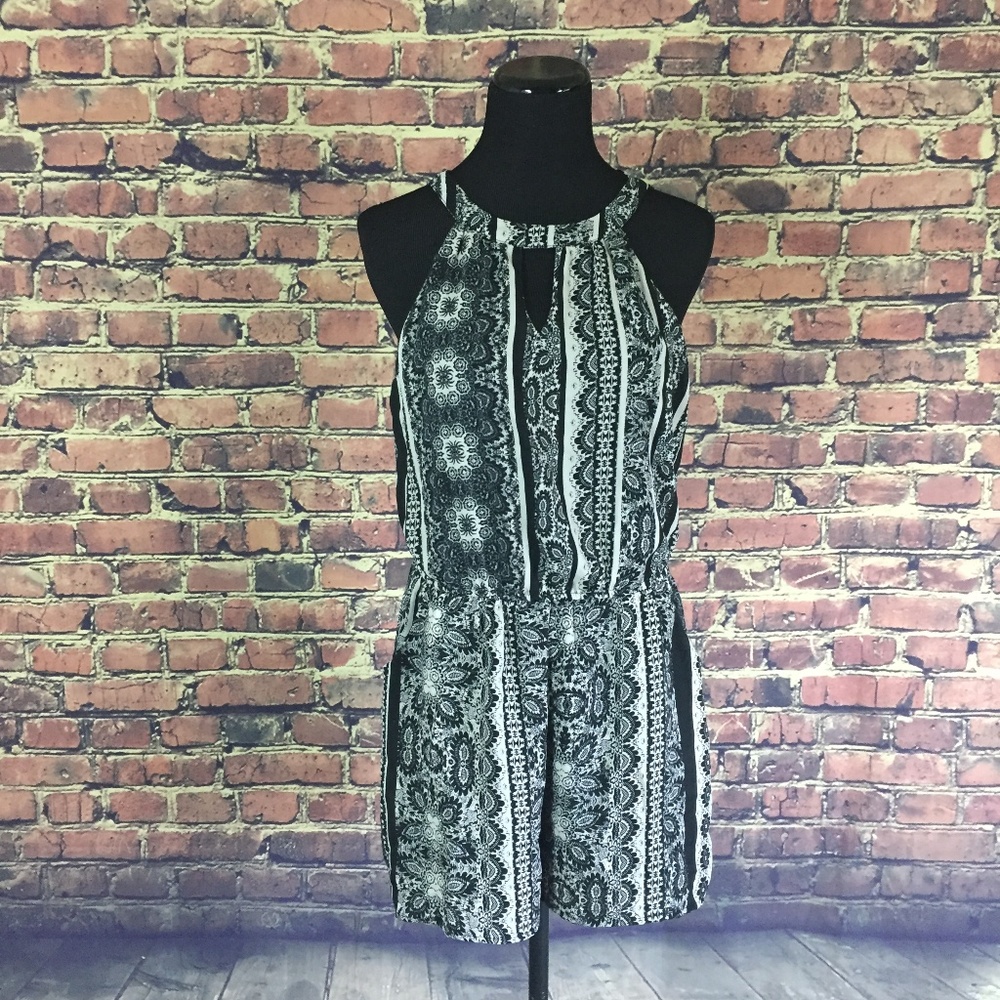 As U Wish Small Black White Romper Short Dress